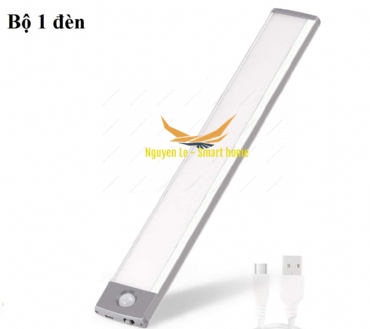 Bộ đèn LED cảm ứng cao cấp dài 32cm gắn tủ quần áo , tủ chén , cầu thang tự động sáng , tích hợp pin sạc.